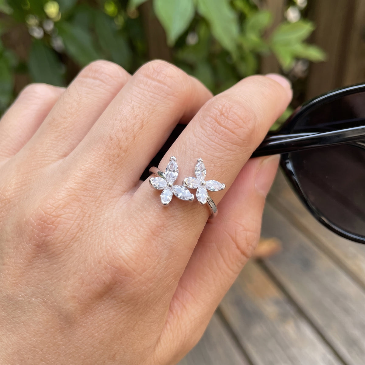 Aliflor moissanite bloom ring lifestyle view