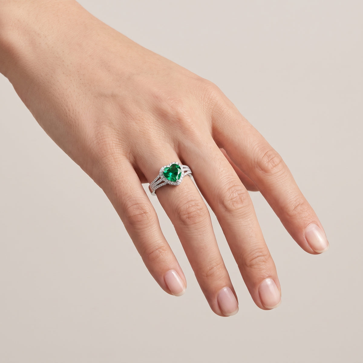 Evergreen 2 Carat Green Heart Moissanite Halo Ring