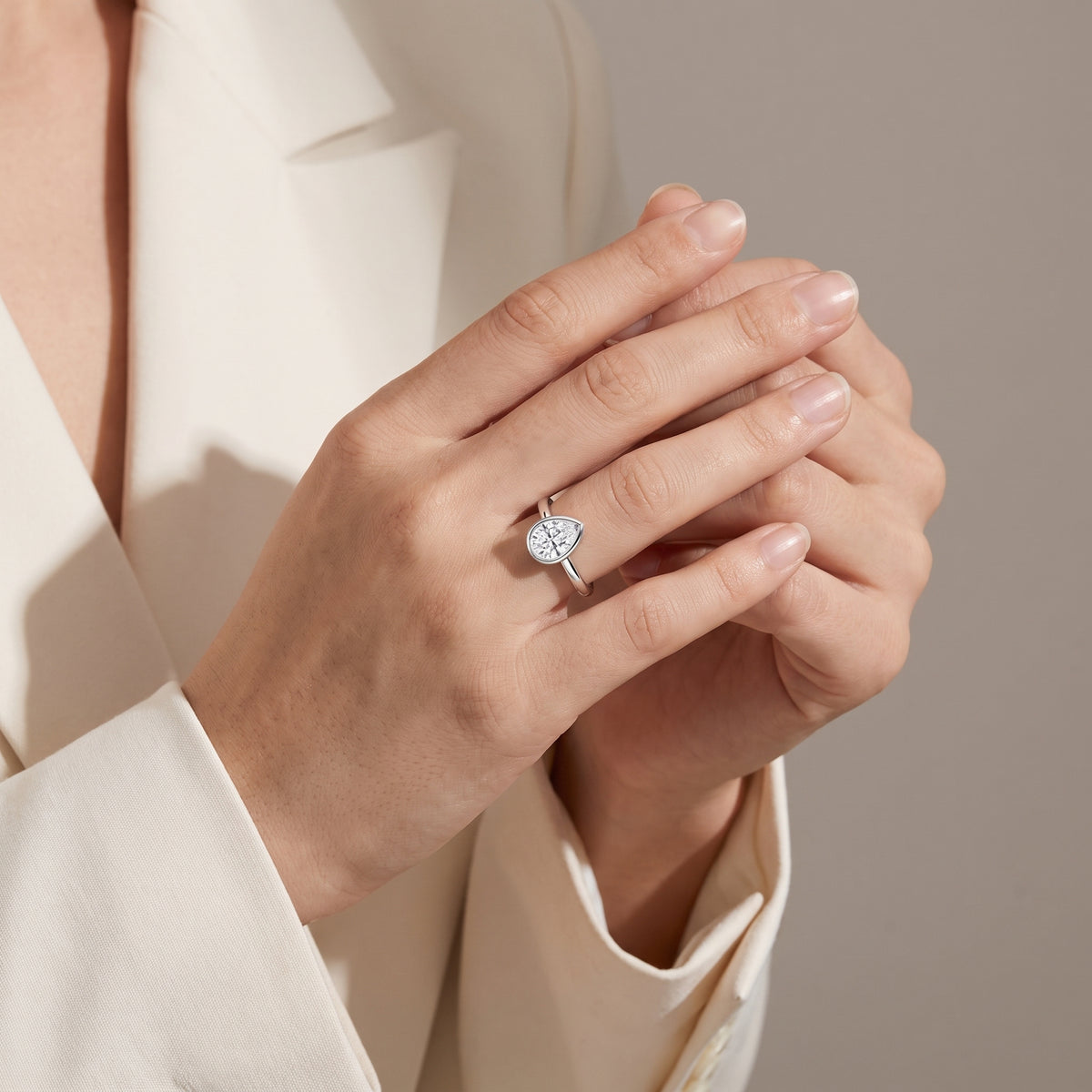 Goccetta Pear-Cut Moissanite Solitaire Ring