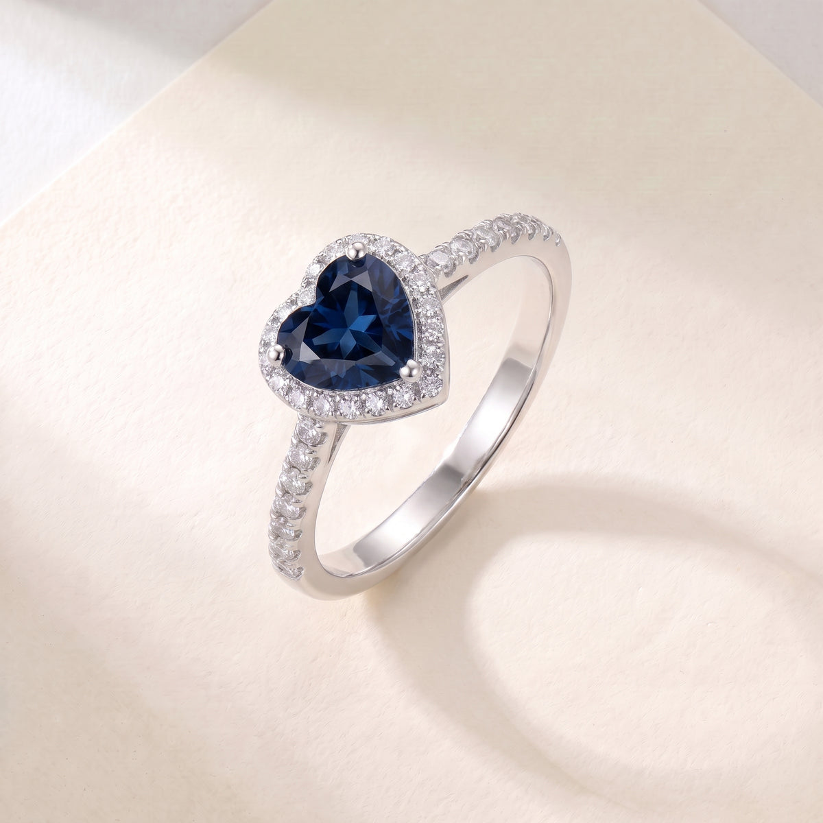 Midnight 2 Carat Blue Heart Moissanite Halo Ring