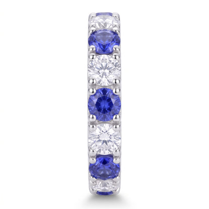 Azure Sapphire & Moissanite Eternity Ring