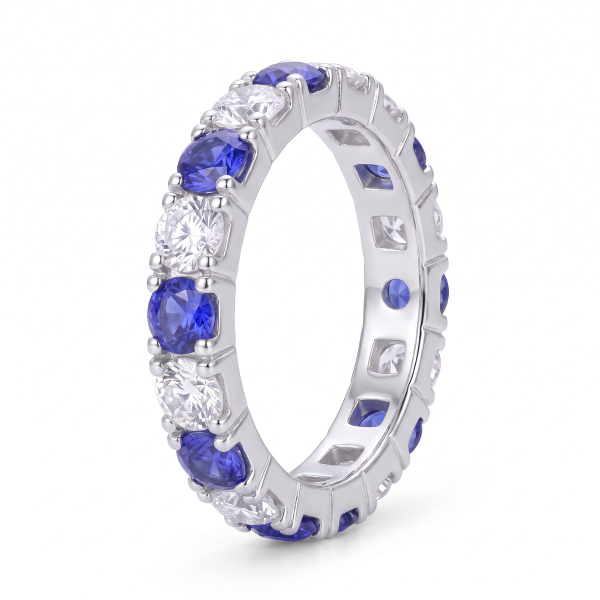 Azure Sapphire & Moissanite Eternity Ring