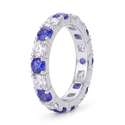 Azure Sapphire & Moissanite Eternity Ring