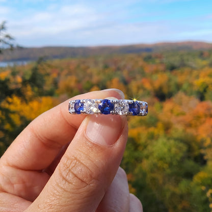 Azure Sapphire & Moissanite Eternity Ring