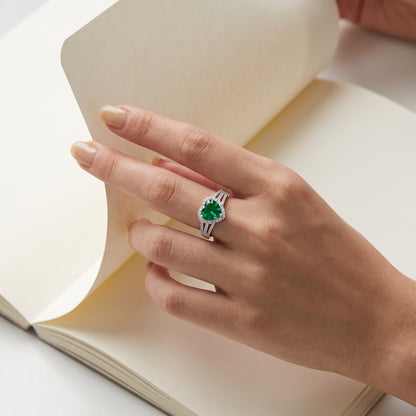 Evergreen 2 Carat Green Heart Moissanite Halo Ring