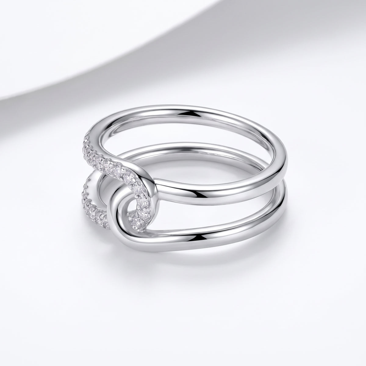 Interlock Moissanite Band Ring