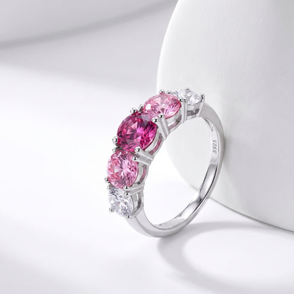 Rosebloom 3.6 Carat Pink & White Moissanite Five-Stone Ring