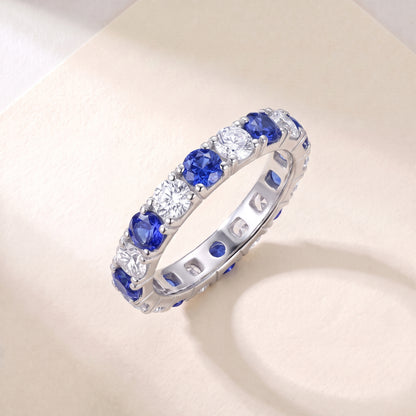 Azure Sapphire & Moissanite Eternity Ring