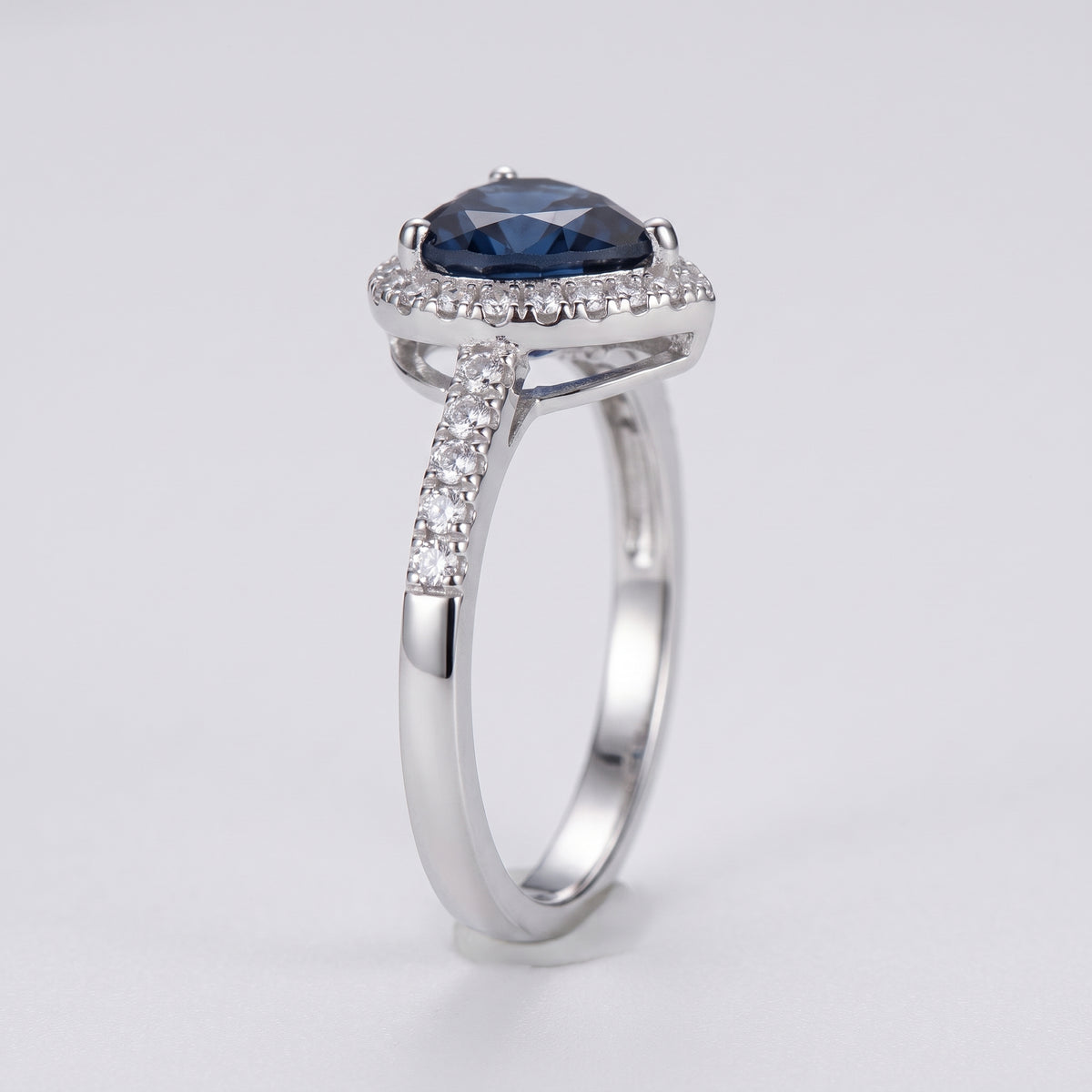 Midnight 2 Carat Blue Heart Moissanite Halo Ring