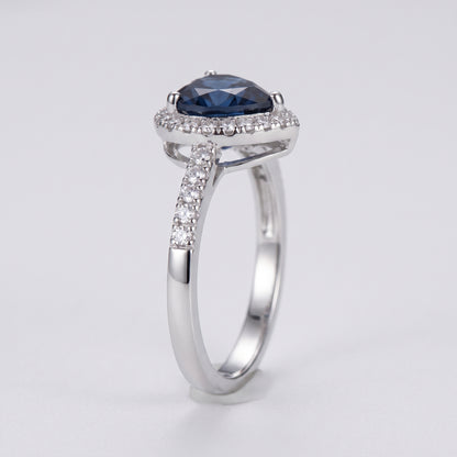Midnight 2 Carat Blue Heart Moissanite Halo Ring
