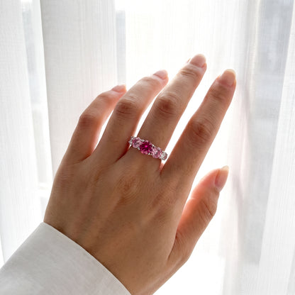 Rosebloom 3.6 Carat Pink & White Moissanite Five-Stone Ring