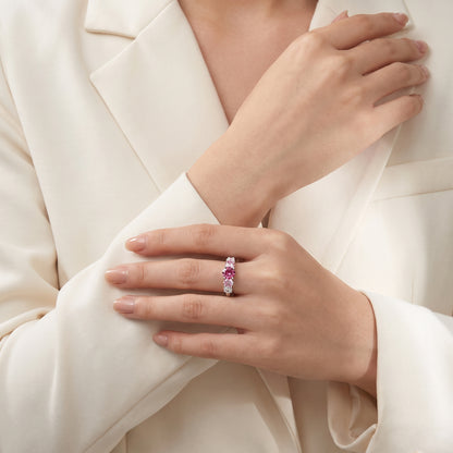Rosebloom 3.6 Carat Pink & White Moissanite Five-Stone Ring