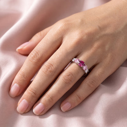 Rosebloom 3.6 Carat Pink & White Moissanite Five-Stone Ring