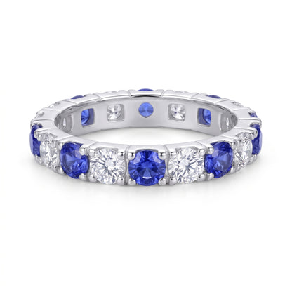 Azure Sapphire & Moissanite Eternity Ring
