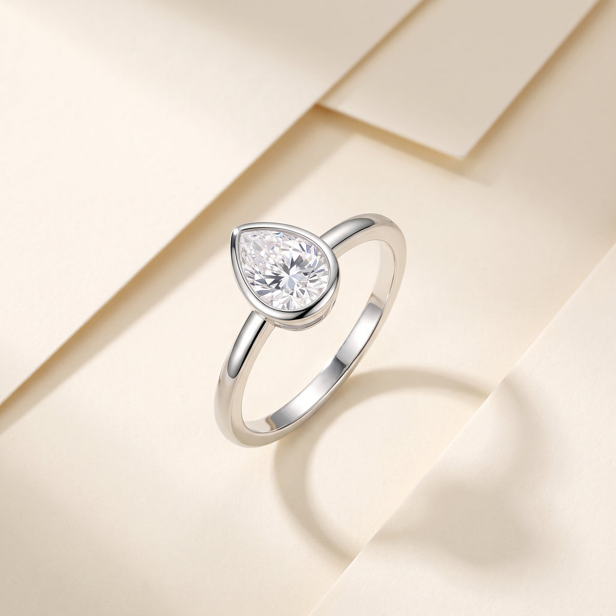 Goccetta Pear-Cut Moissanite Solitaire Ring