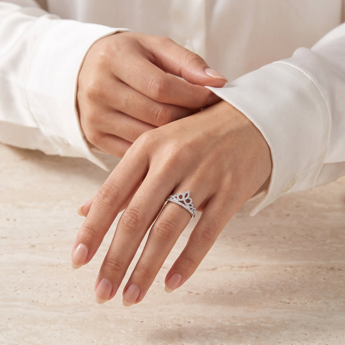 Crown Moissanite Band Ring