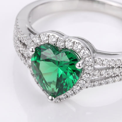 Evergreen 2 Carat Green Heart Moissanite Halo Ring
