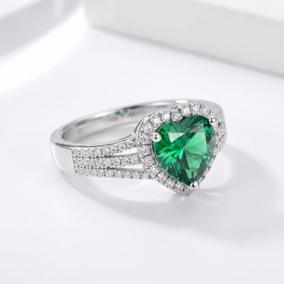 Evergreen 2 Carat Green Heart Moissanite Halo Ring
