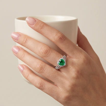 Evergreen 2 Carat Green Heart Moissanite Halo Ring