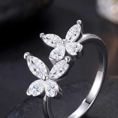 Aliflor moissanite bloom ring side view