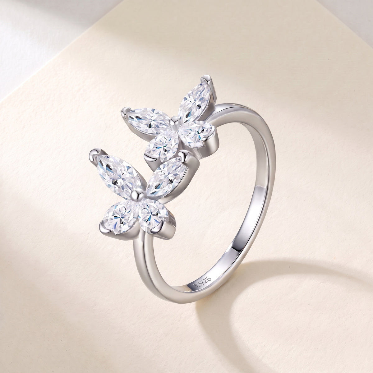 Aliflor moissanite bloom ring in sterling silver