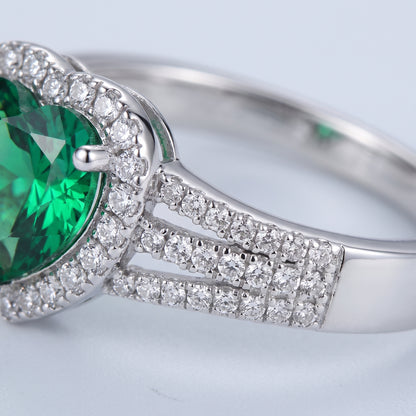 Evergreen 2 Carat Green Heart Moissanite Halo Ring
