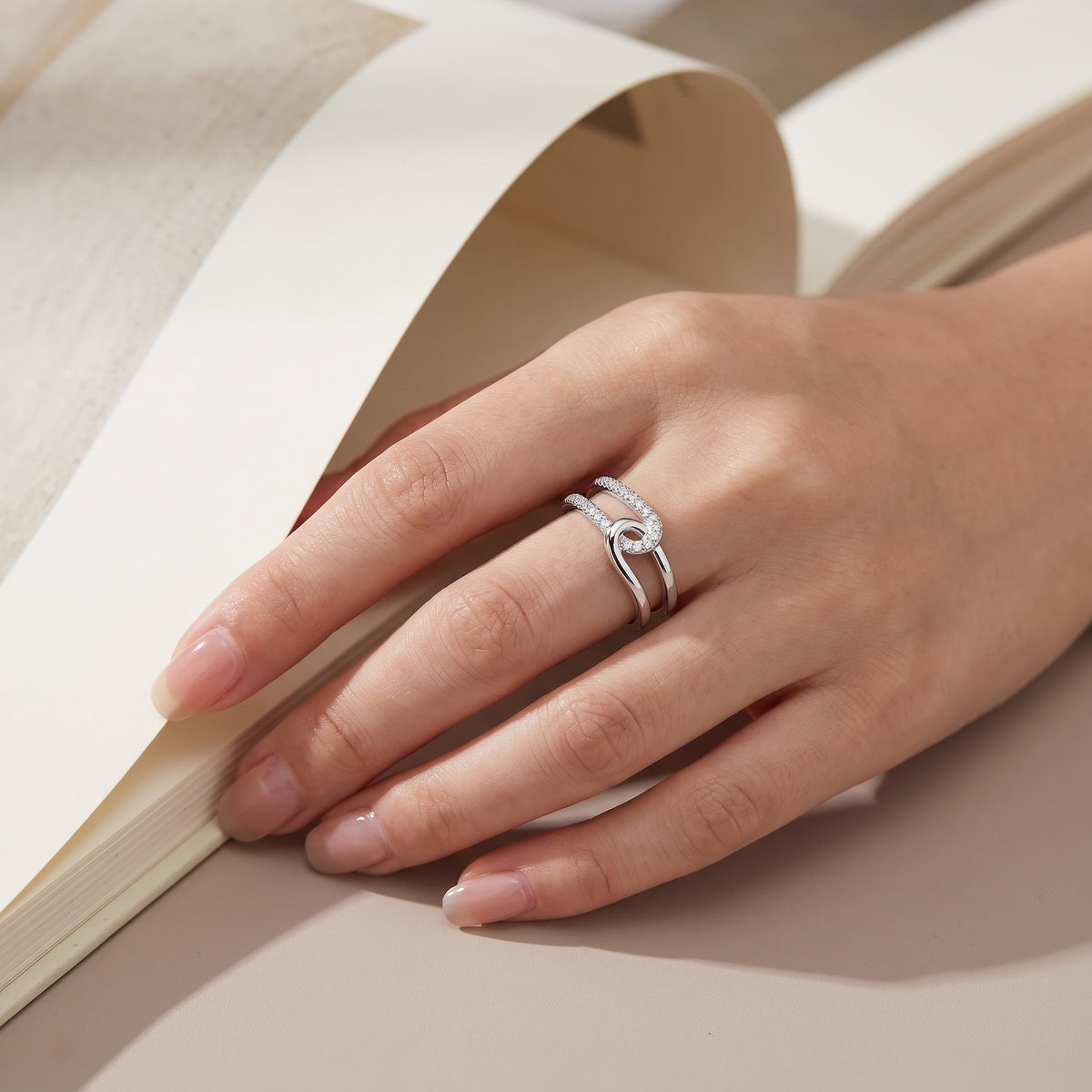 Interlock Moissanite Band Ring