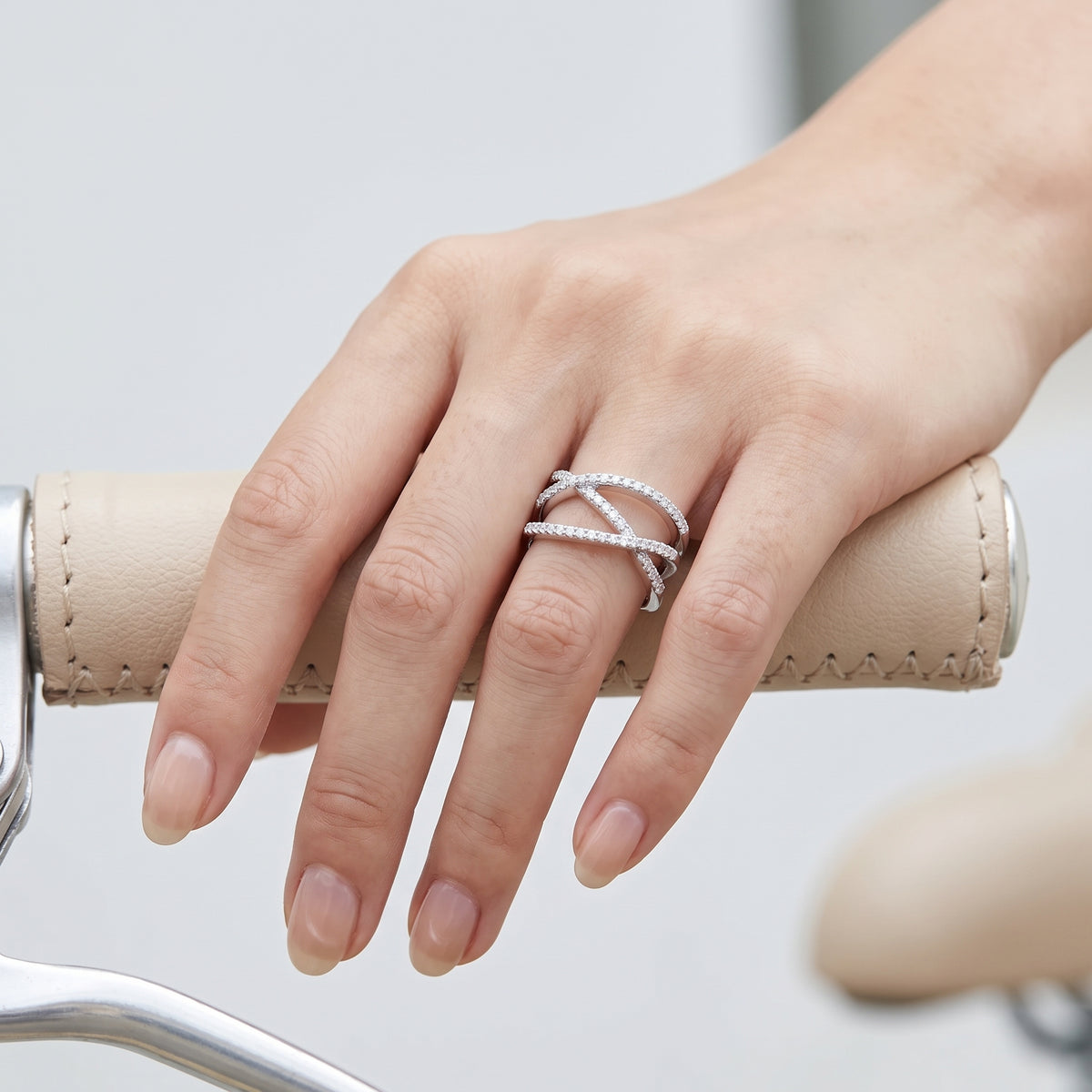 Crossover Moissanite Band Ring