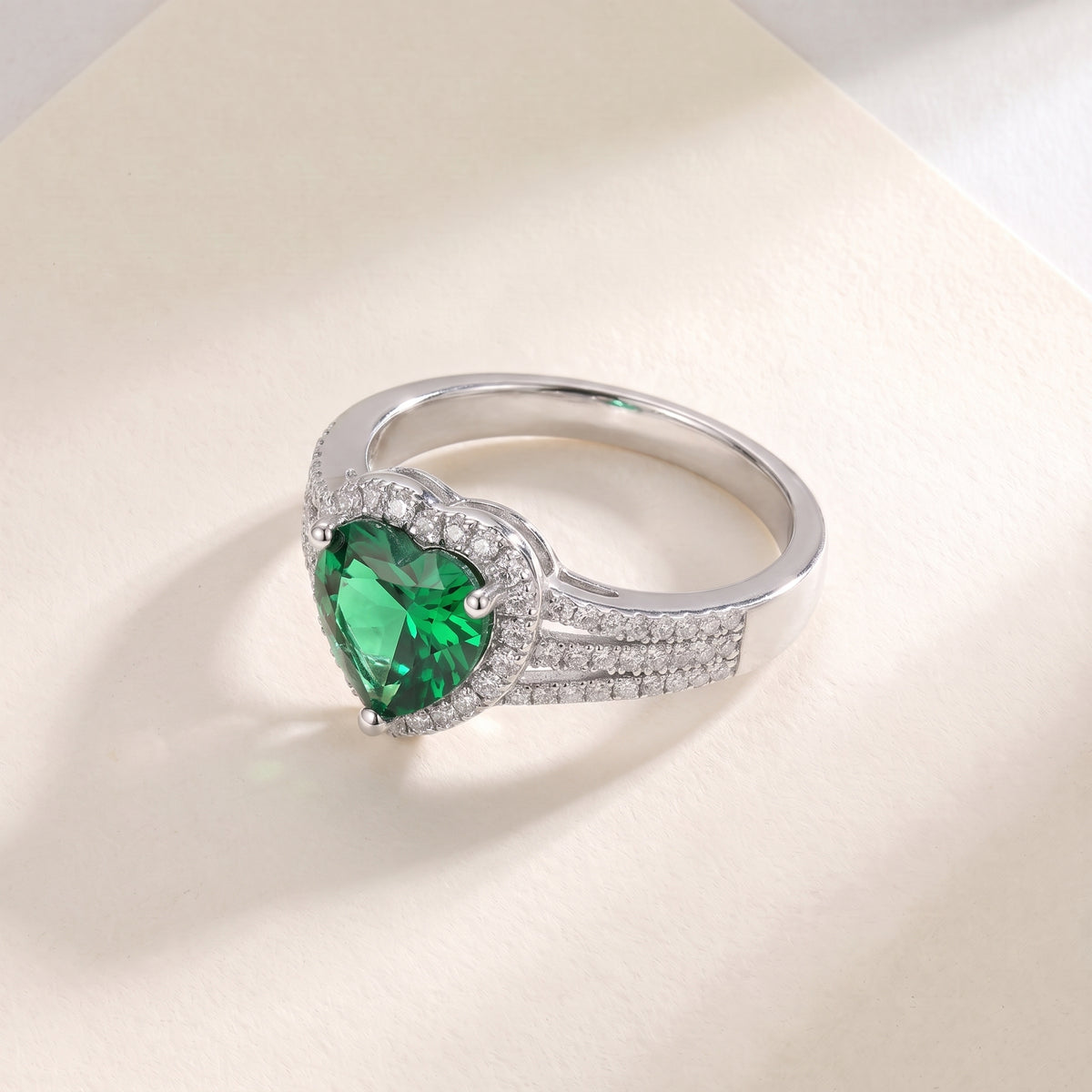 Evergreen 2 Carat Green Heart Moissanite Halo Ring
