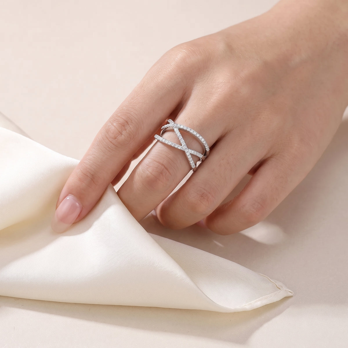Crossover Moissanite Band Ring