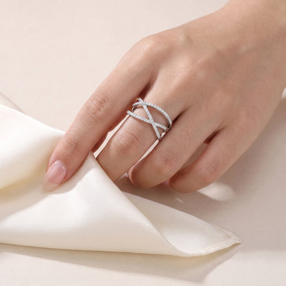 Crossover Moissanite Band Ring