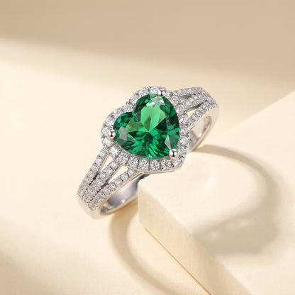 Evergreen 2 Carat Green Heart Moissanite Halo Ring