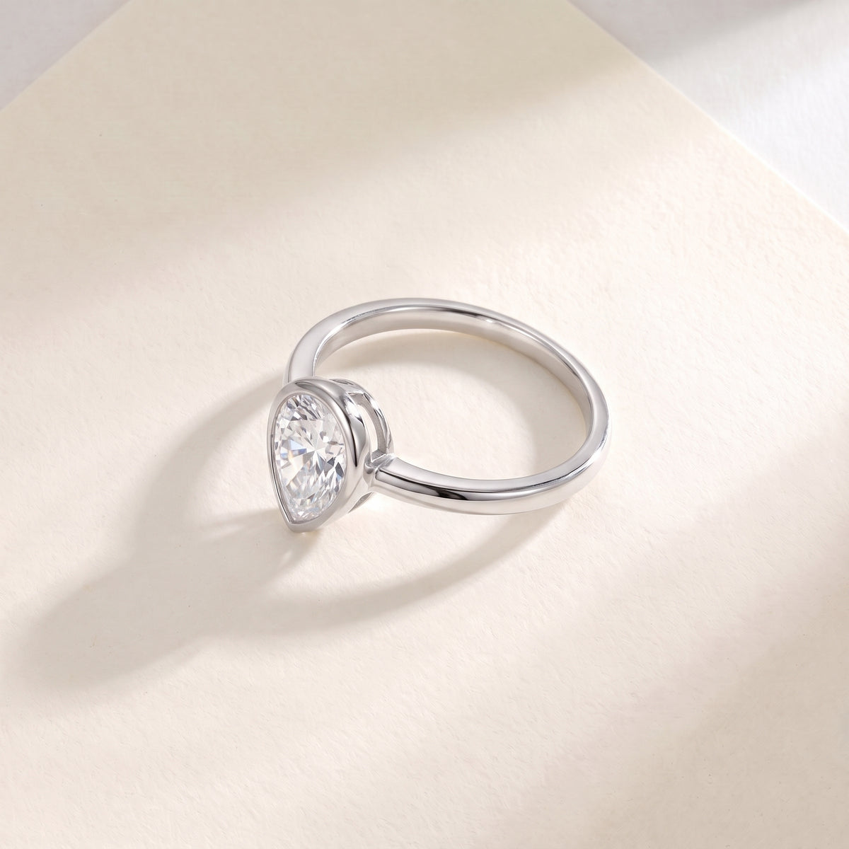 Goccetta Pear-Cut Moissanite Solitaire Ring