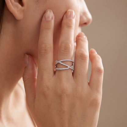 Crossover Moissanite Band Ring